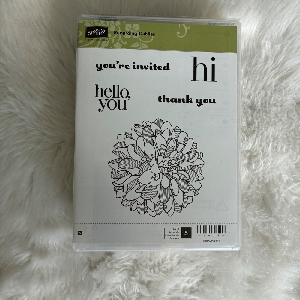 Stampin Up Regarding Dahlias Wood Mount Rubber Stamp Set 130324 Floral 5pc